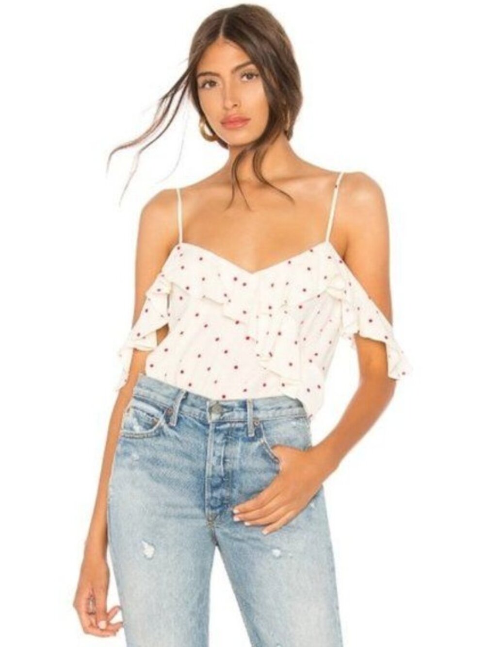 ANTHRO BB Dakota Cream Red Polka Dot Nola Top - XS